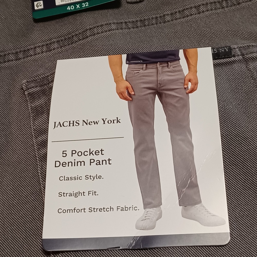 JACHS New York Mens‎ 5 Pocket Denim Pant Grey Straight Fit  40x32 S26A-128-VES